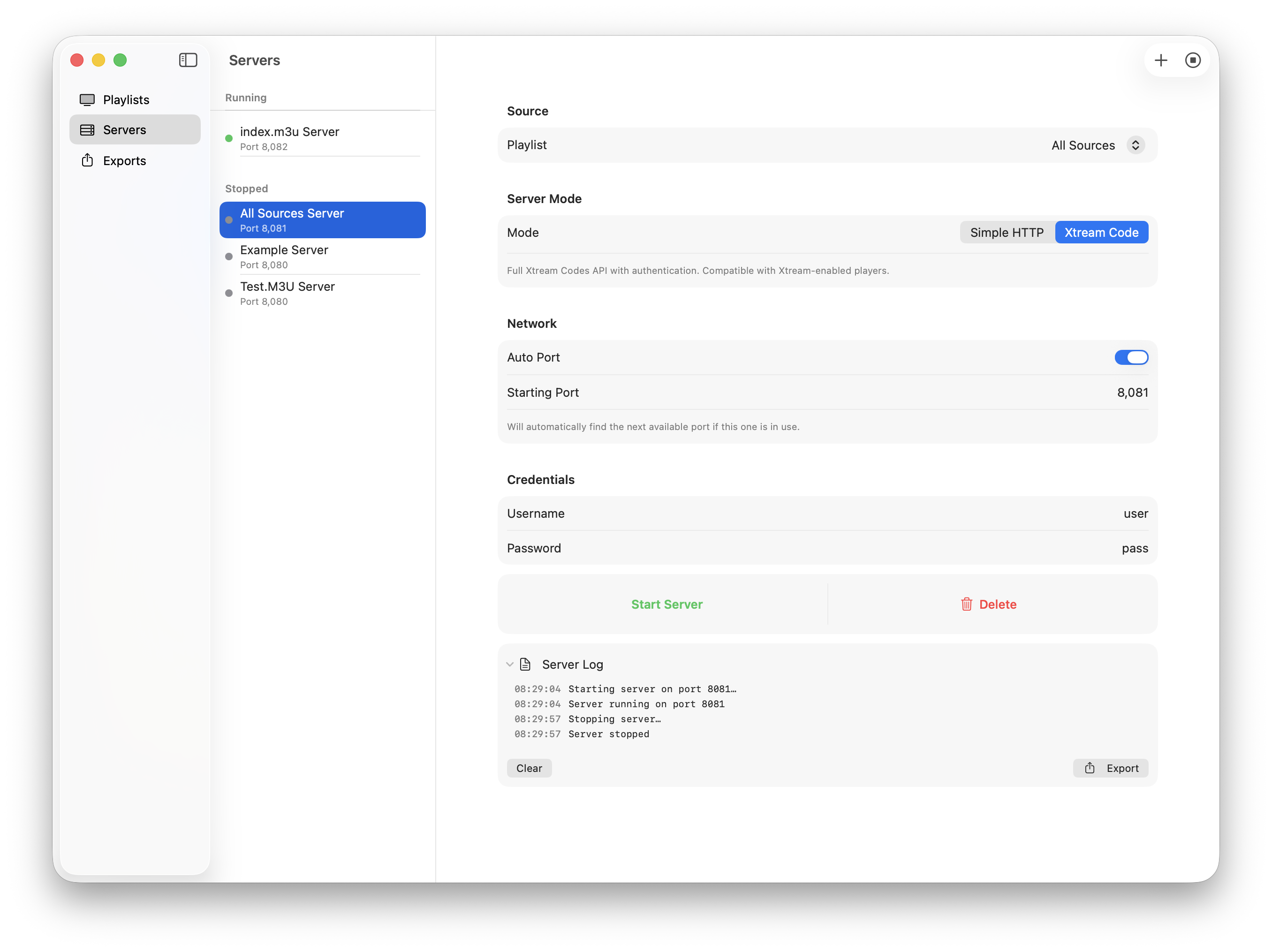 Built-in local server